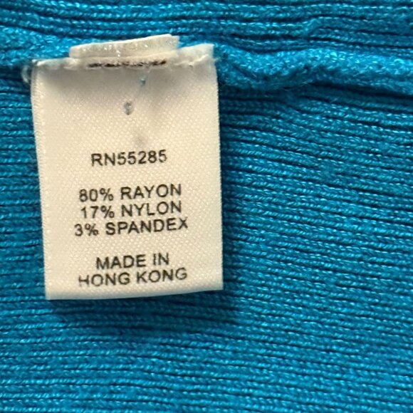 Express Design Studio Blue Puff Sleeve Mock Neck Sweater Top L Y2K Retro Ribbed - Picture 3 of 9